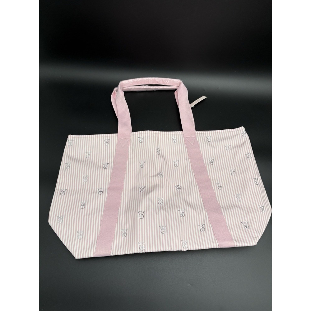NWT Victoria's Secret 2025 Heritage Stripe Tote Bag Carry On Rhinestone Bling